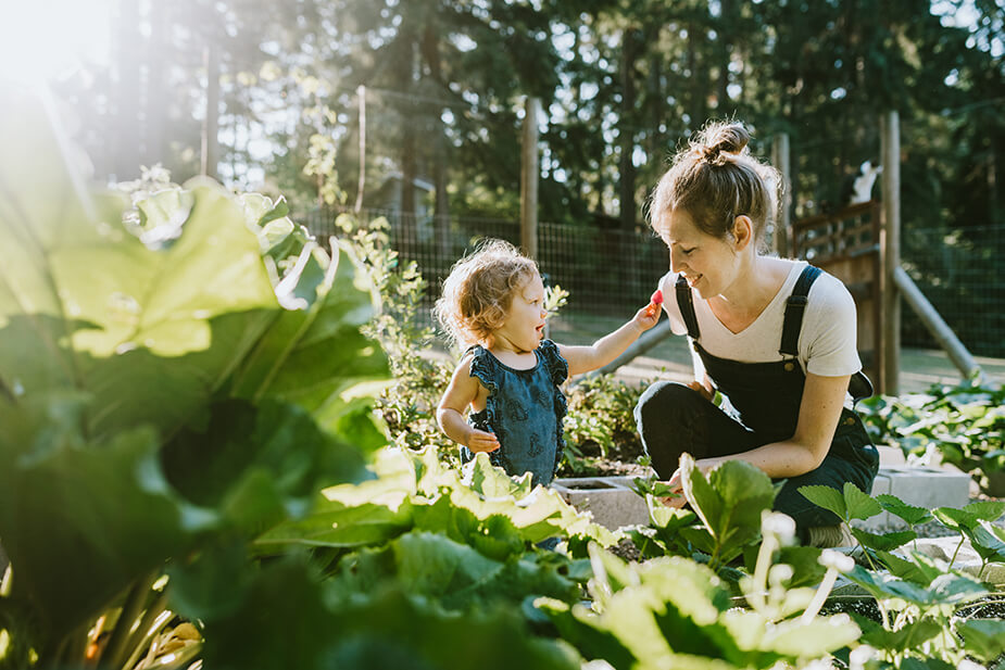 Mother & Daughter in garden