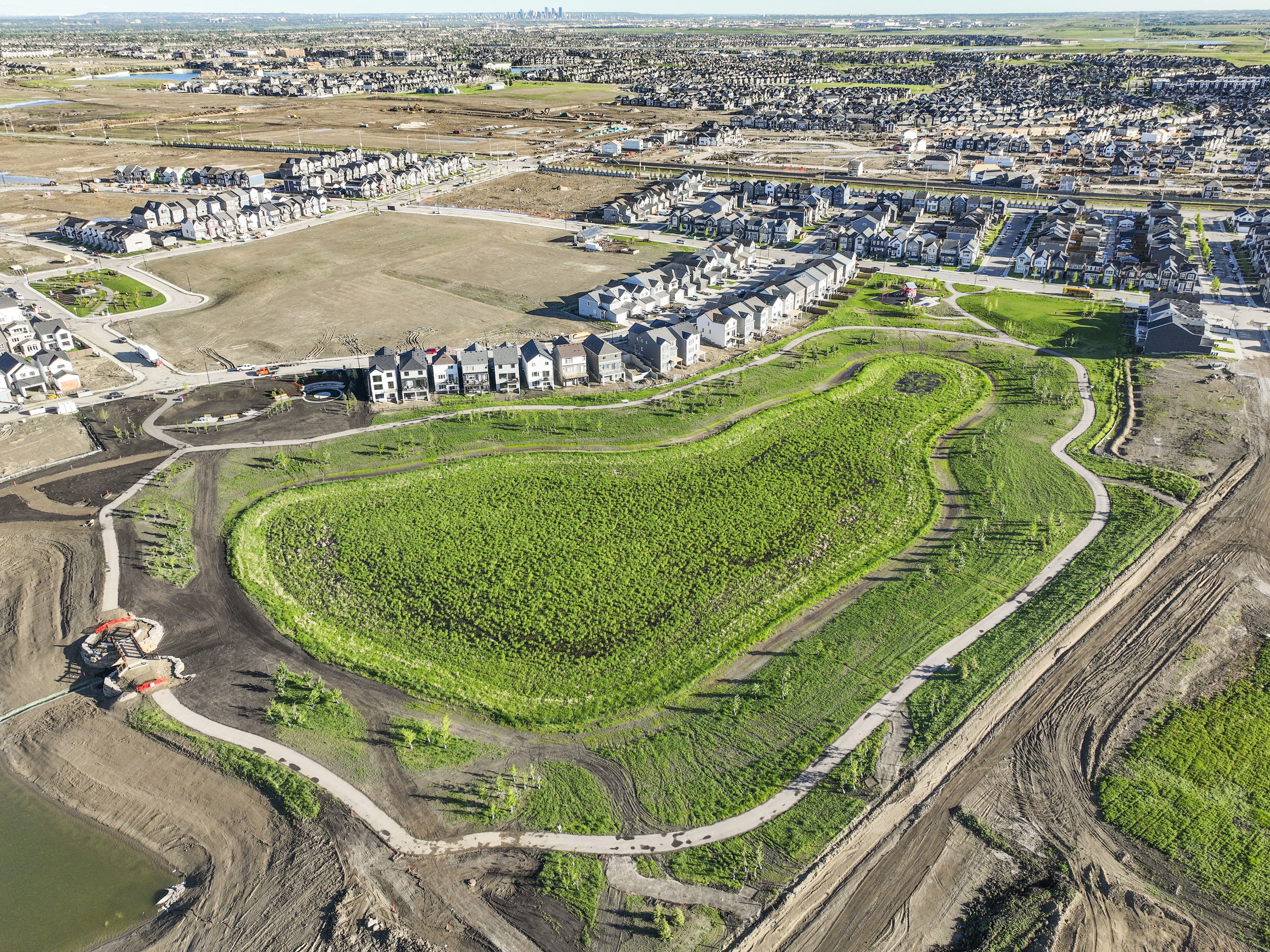 Aerial Image of Rangeview's Naturalized Wetland