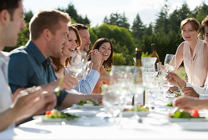 Group of people dining outside